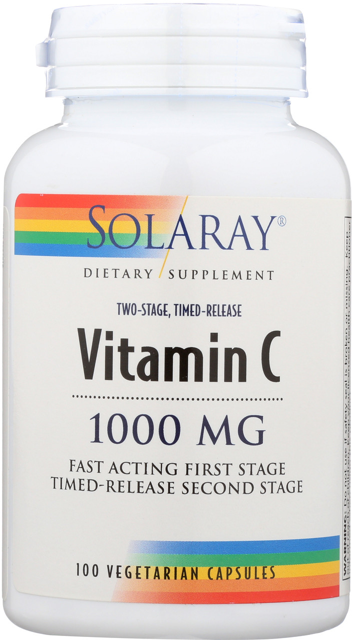 Vitamin C With Rose Hips & Acerola, Two-Stage Timed-Release 1000mg 100 Vegetarian Capsules