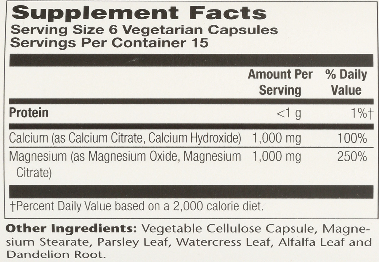 Calcium & Magnesium Citrate, 1:1 Ratio 90 Vegetarian Capsules