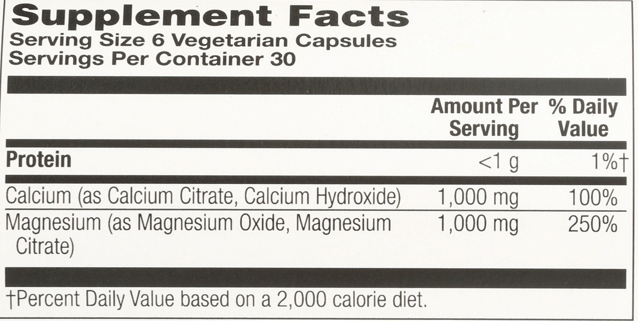 Calcium & Magnesium Citrate, 1:1 Ratio 180 Vegetarian Capsules