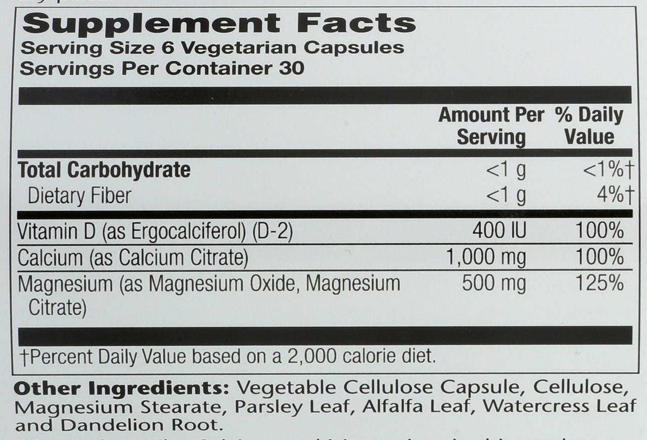 Calcium & Magnesium Citrate, With Vitamin D-2, 2:1 Ratio 180 Vegetarian Capsules