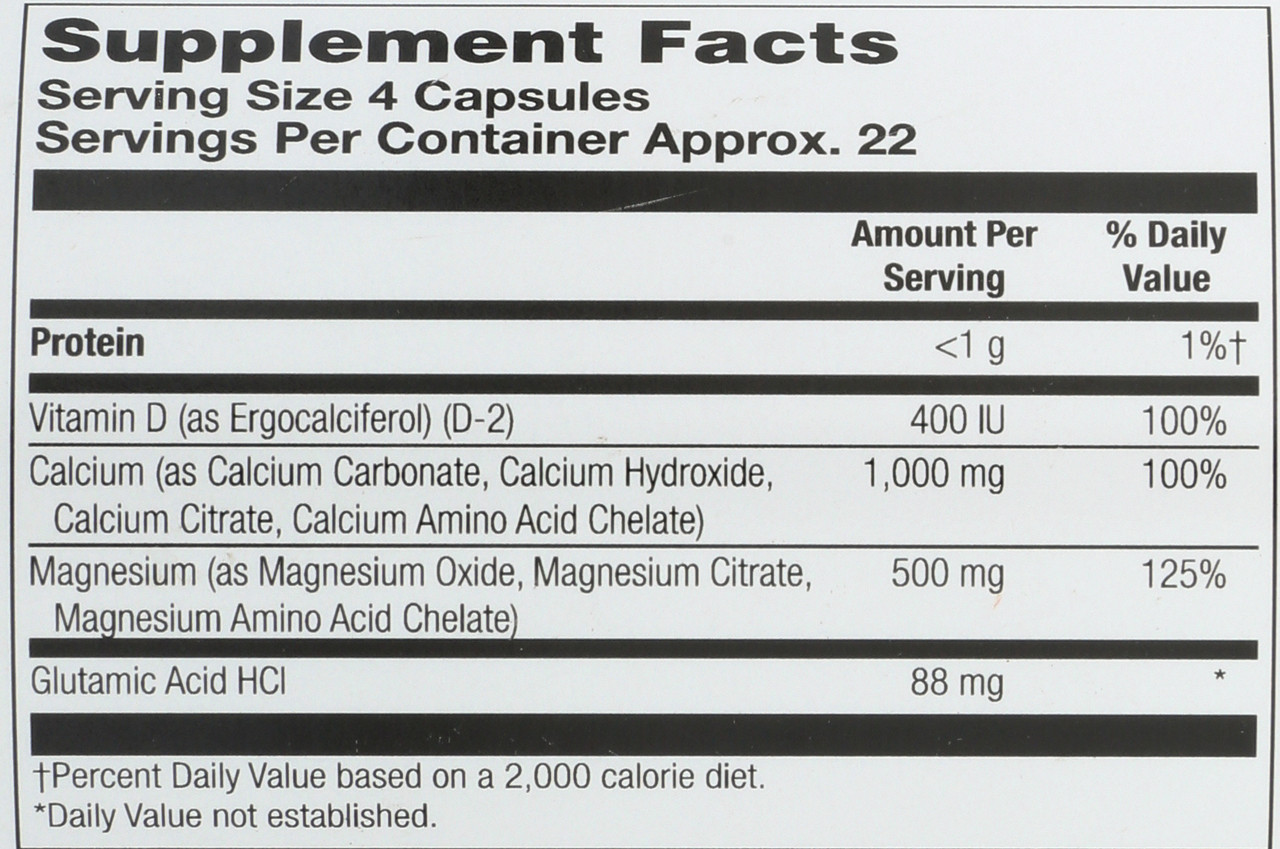 Calcium & Magnesium Amino Acid Chelate, With Vitamin D-2, 2:1 Ratio 90 Capsules