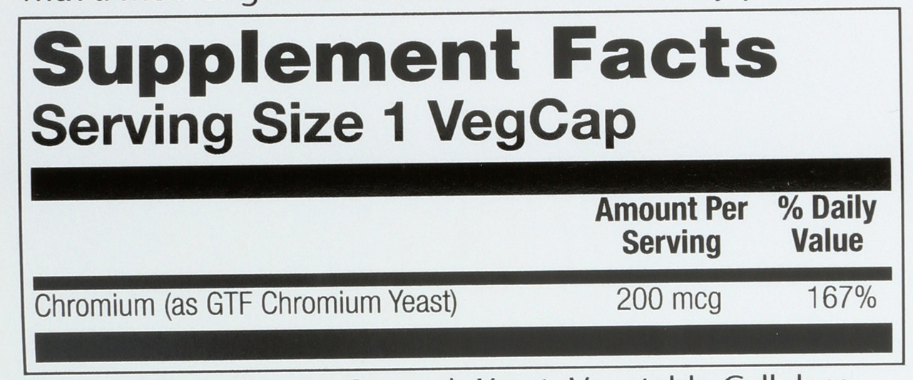GTF Chromium 200mcg 200 Vegetarian Capsules