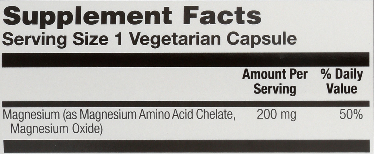 Magnesium, Amino Acid Chelate 100 Vegetarian Capsules 200mg
