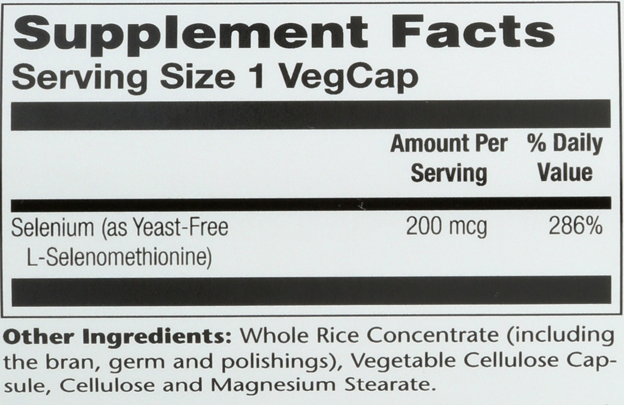 Selenium 200, Yeast-Free 200mcg 90 Vegetarian Capsules