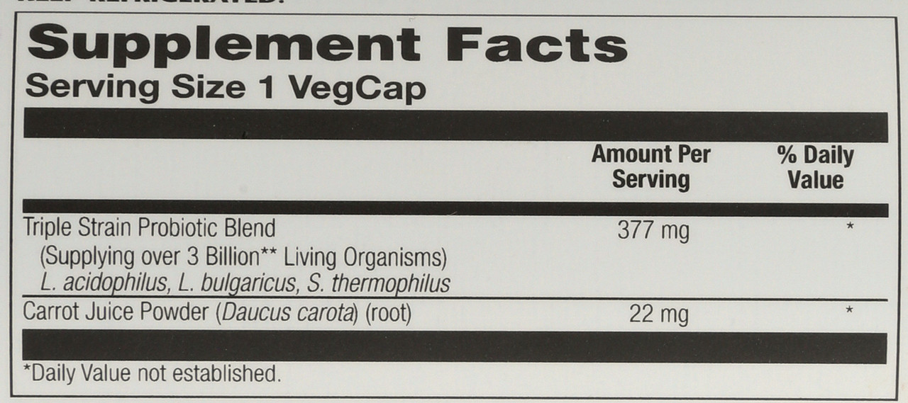 Vegan Acidophilus 3 Strain Probiotic & Prebiotic Carrot Juice 60 Vegetarian Capsules
