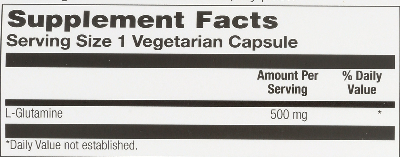 L-Glutamine, Free Form 500mg 100 Vegetarian Capsules