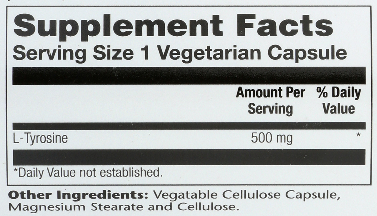 L-Tyrosine, Free Form 50 Vegetarian Capsules