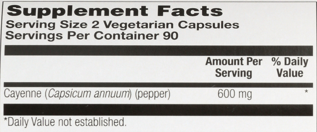 Cool Cayenne Pepper 40,000 Heat-Unit 180 Vegetarian Capsules