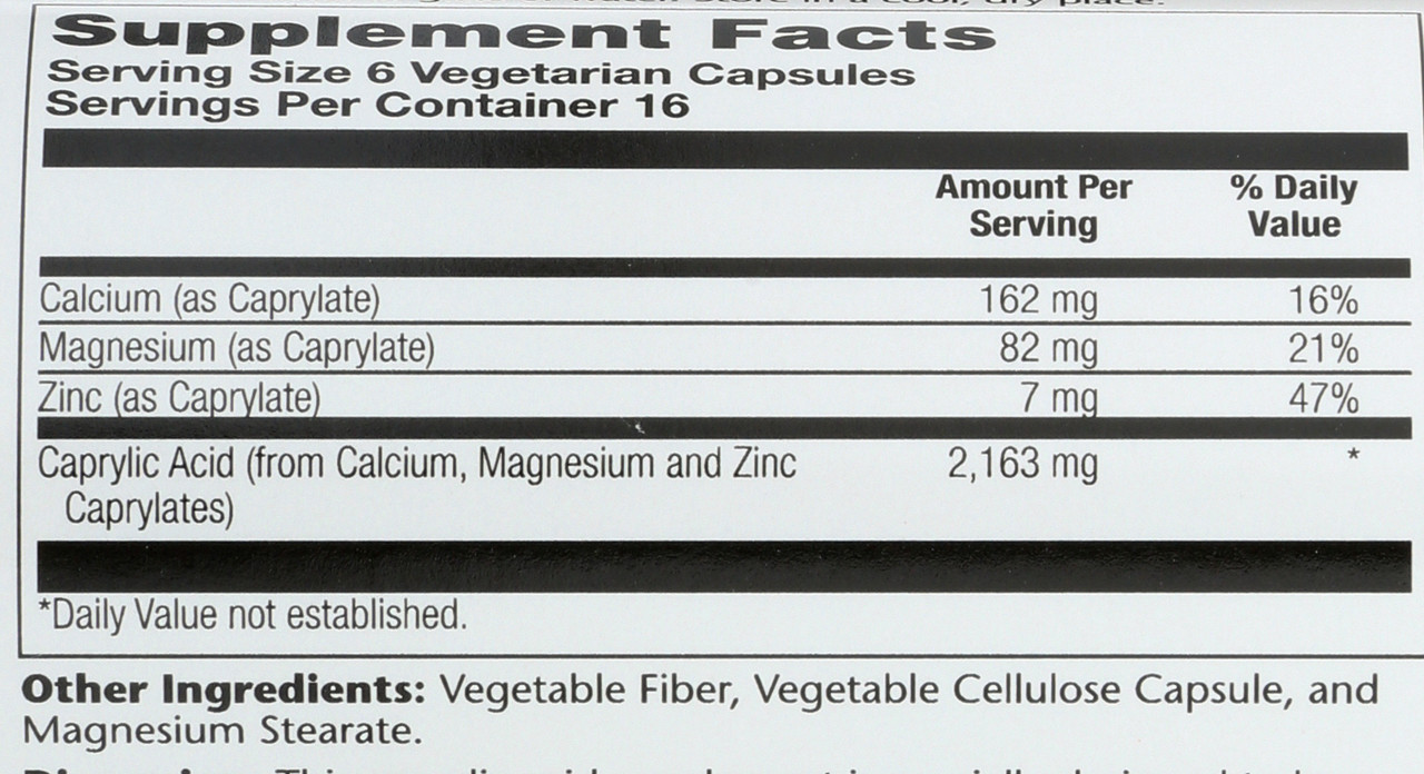 Capryl, Caprylic Acid Formula 100 Vegetarian Capsules