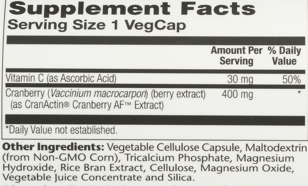 Cranactin Cranberry Extract, Bacterial Antiadherence Formula 180 Vegetarian Capsules
