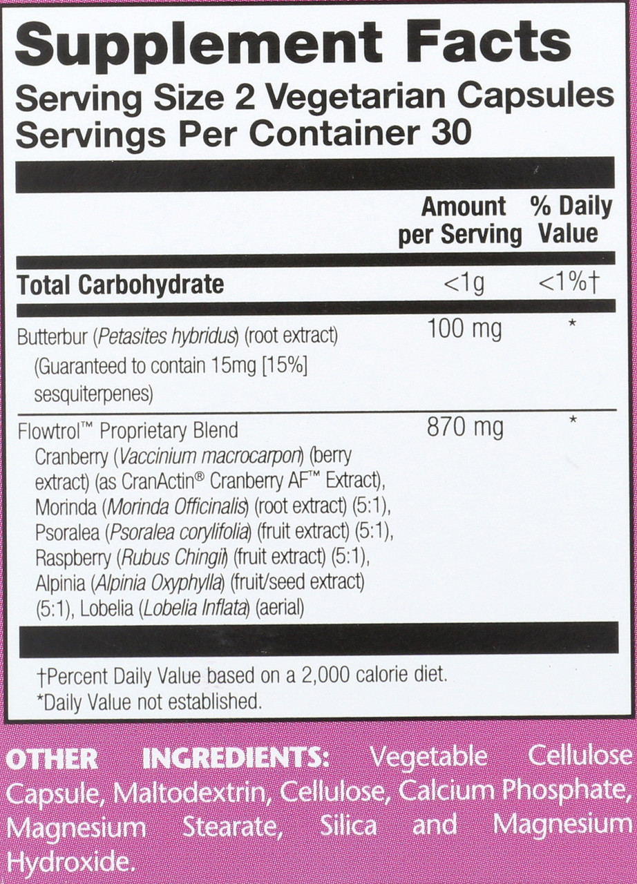 Continence With Flowtrol, Bladder Control Formula 60 Vegetarian Capsules