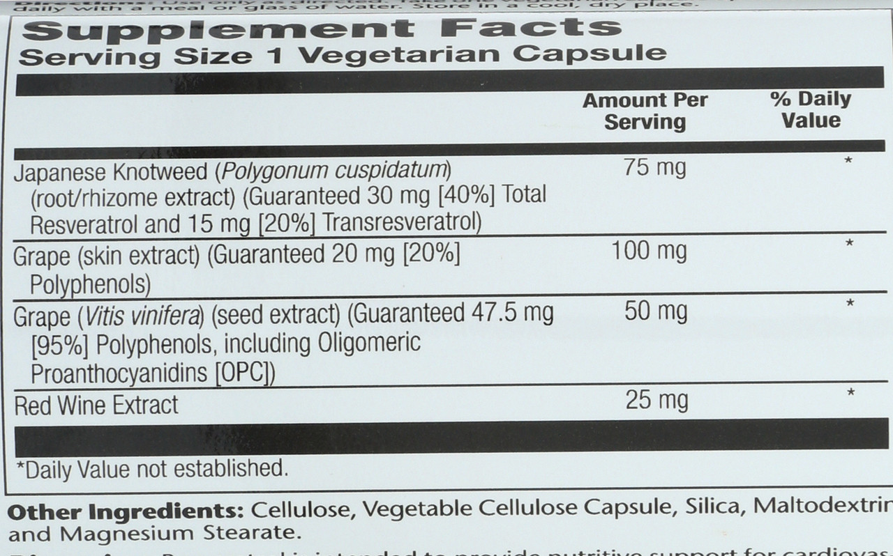 Resveratrol Japanese Knotweed, 75mg 60 Vegetarian Capsules