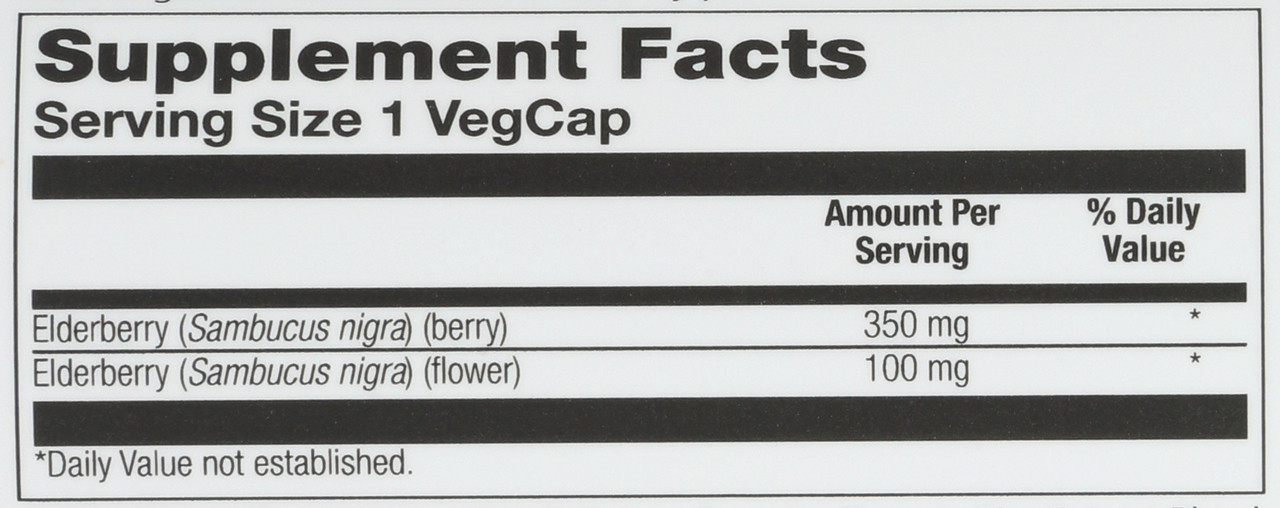 Elderberry Berry & Flower 450mg 100 Vegetarian Capsules