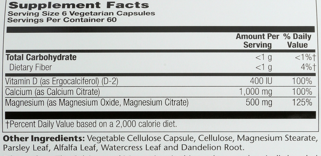 Calcium & Magnesium Citrate, With Vitamin D-2, 2:1 Ratio 360 Vegetarian Capsules