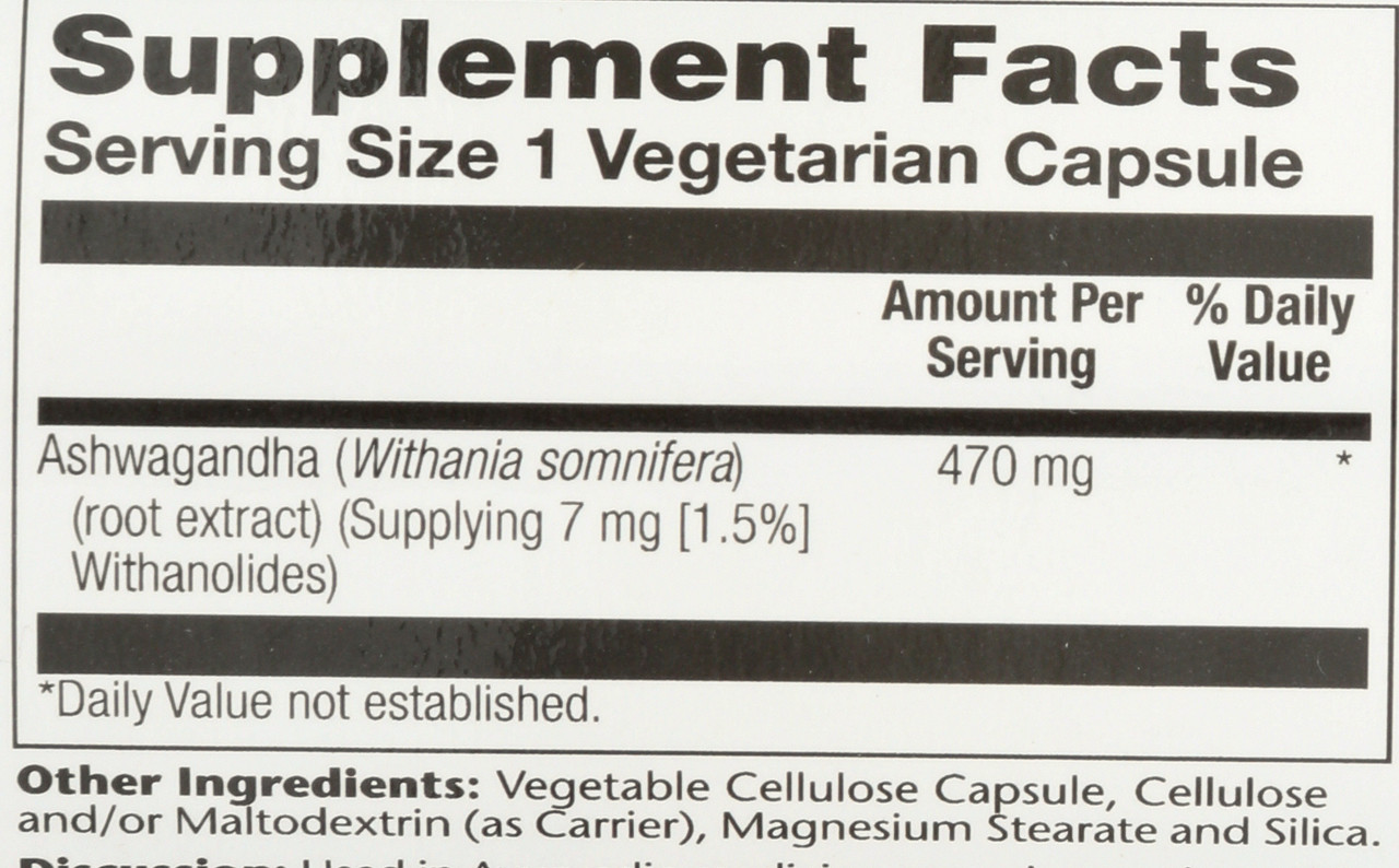 Ashwagandha Root Extract 470mg Per Capsule 60 Vegetarian Capsules