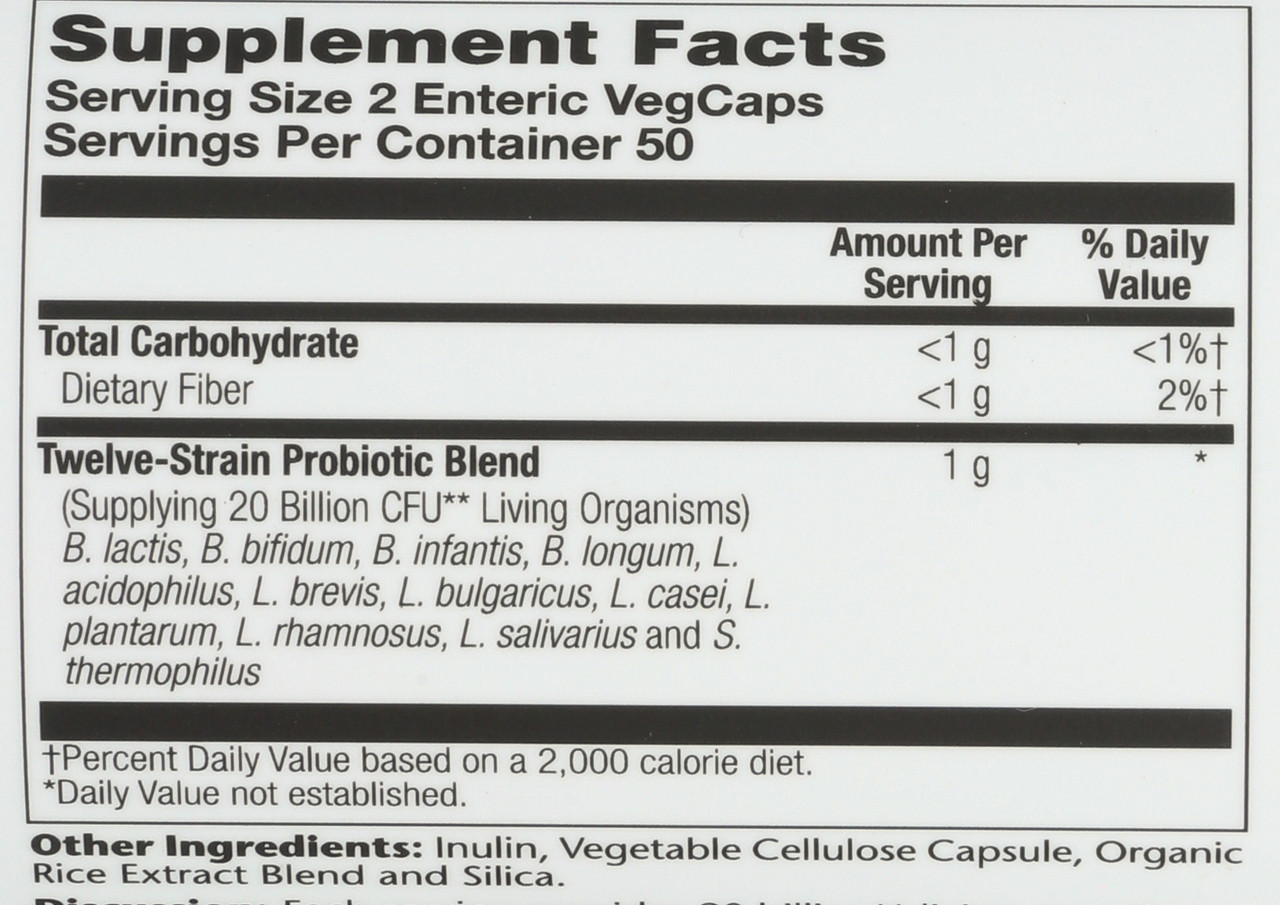 Multidophilus 12 Strain Probiotic, 20 Billion CFU 100 100 Enteric Vegcaps