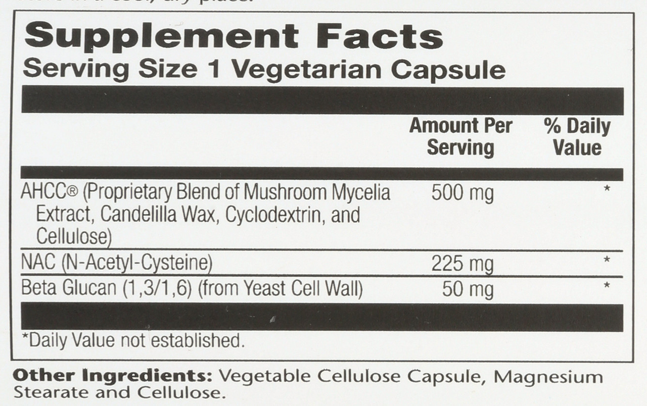 Ahcc® Plus Nac & Beta Glucan, Immune System Support 30 Vegetarian Capsules