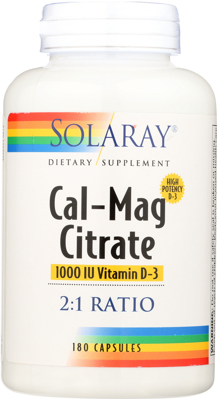 Calcium & Magnesium Citrate With Vitamin D-3 1000 IU, 2:1 Ratio 180 Capsules