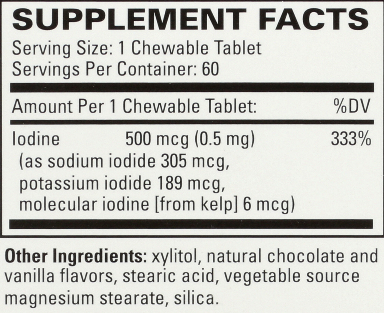 Tri-Iodine 500 Mcg Chocolate Chewable 60 Chewable Tablets