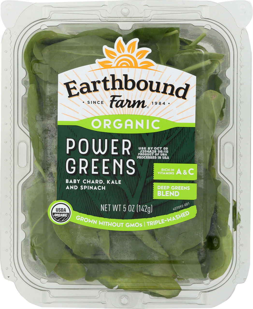 Organic Power Greens Clamshell  5 Ounce 142 Gram