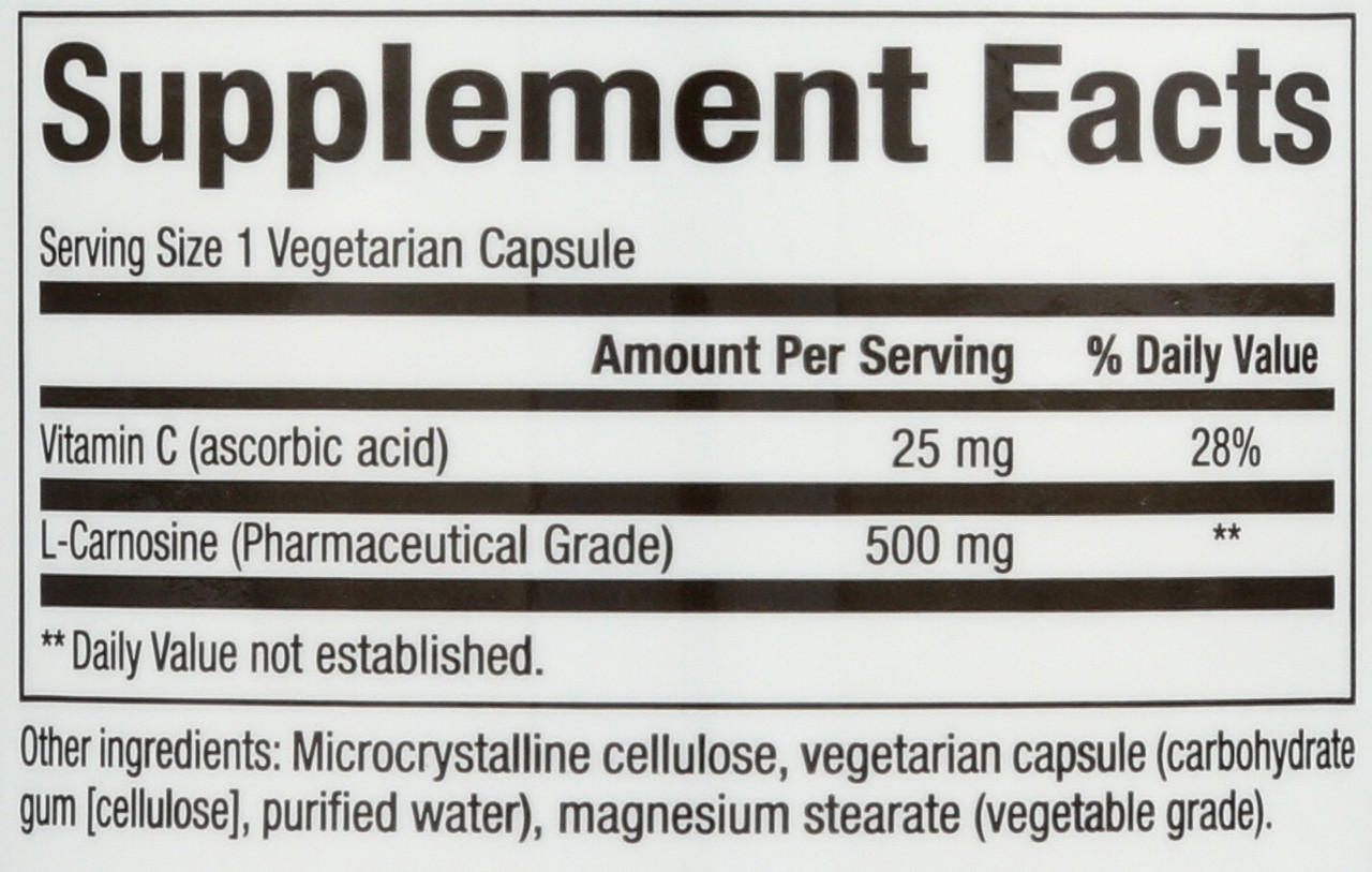 L-Carnosine 500 Mg  60 Count