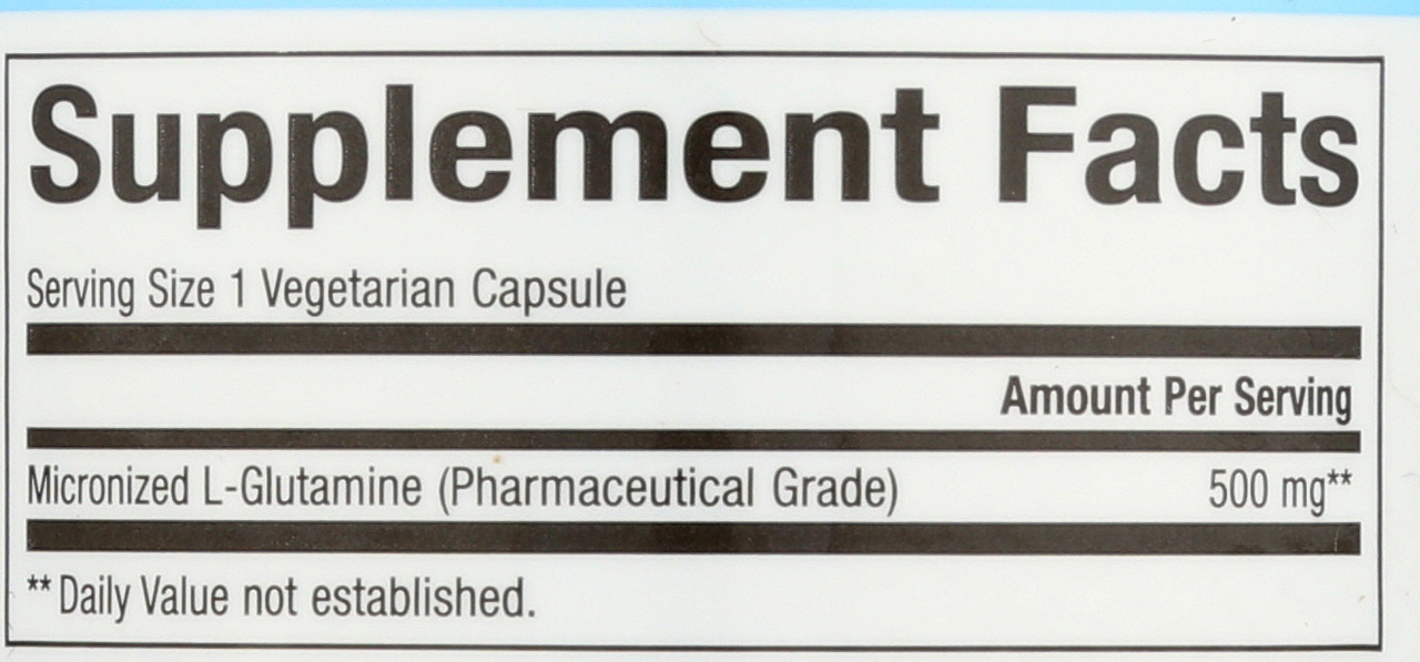 Micronized L-Glutamine 500 Mg Free Form Amino Acid 90 Count