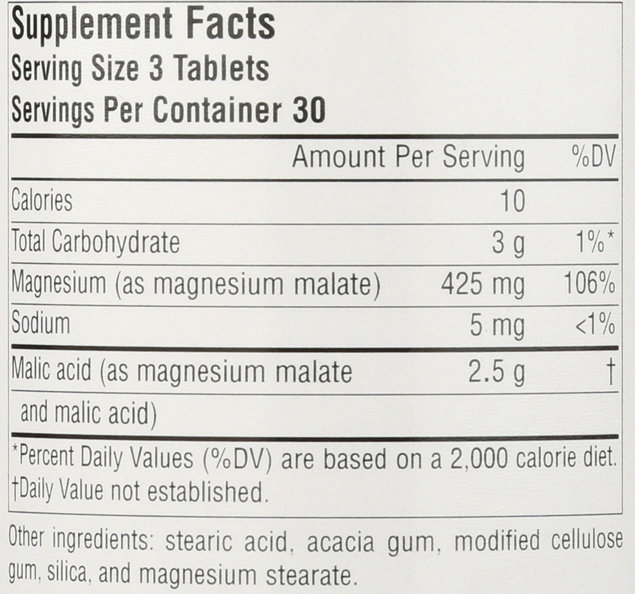 Magnesium Malate 1250Mg 90T Magnesium Malate 1250 Mg 90 Count 1250 Milligram