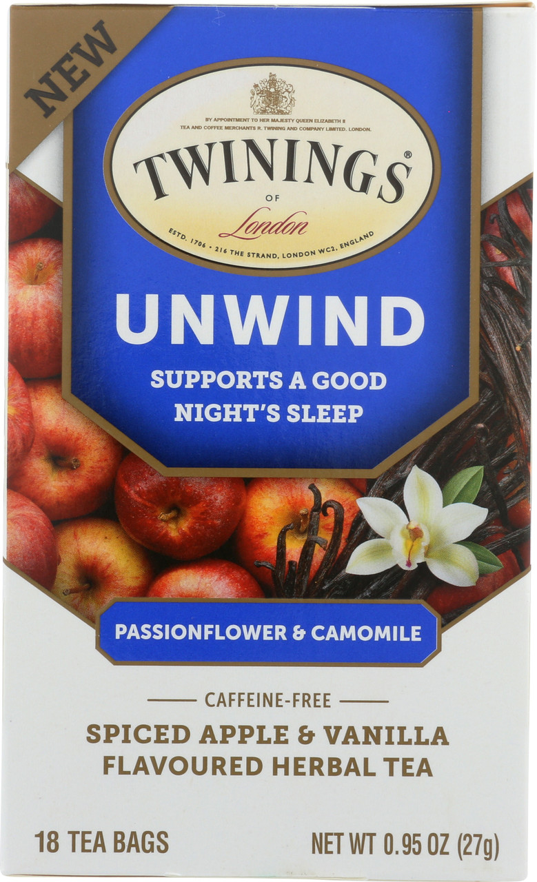 Unwind Herbal Tea Passion Flower & Camomile - Spiced Apple & Vanilla 18 Count 0.95 Ounce