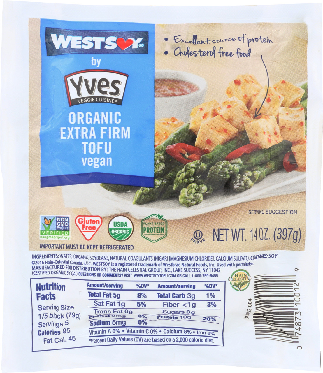 Tofu Water Pack Extra Firm 14 Ounce 397 Gram