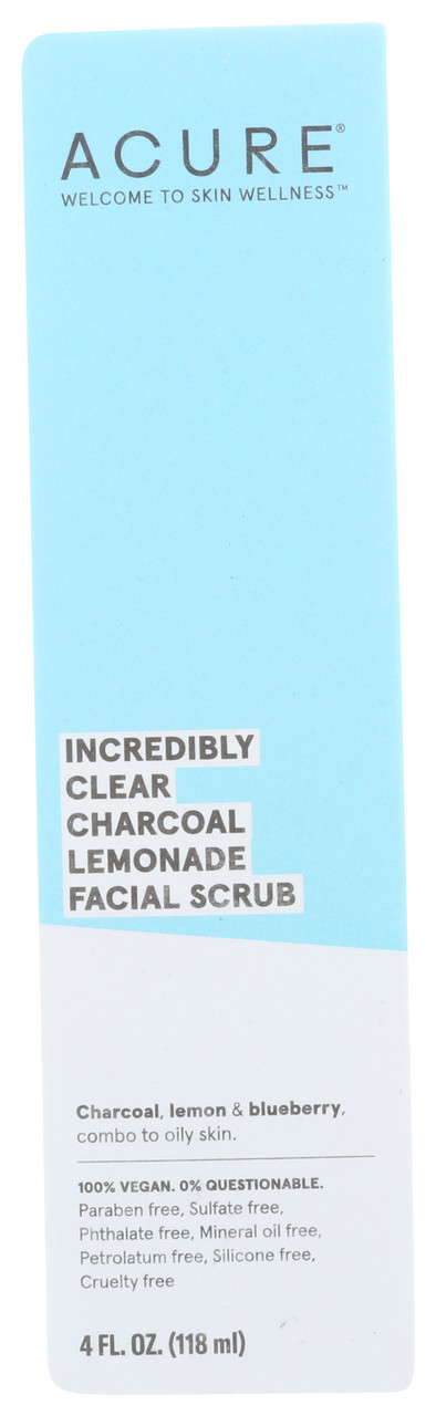 Incredibly Clear Charcoal Lemonade Facial Scrub With Charcoal, Lemon & Blueberry, For Combo To Oily Skin. Facial Scrub 4oz