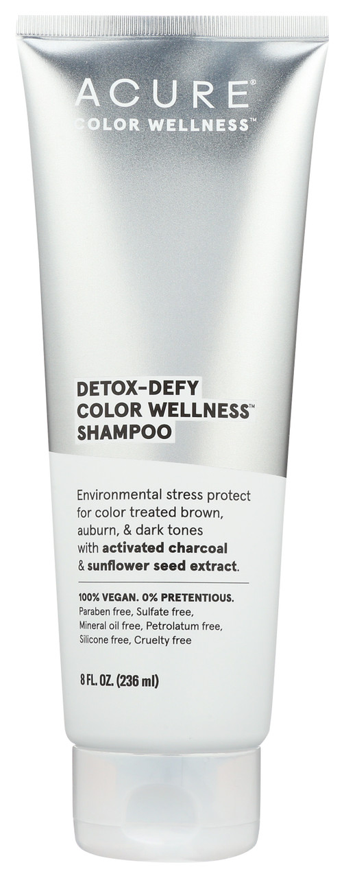 Detox-Defy Color Wellness Shampoo Environmental Stress Protect For Color Treated Brown, Auburn & Dark Tones. With Activated Charcoal & Heliogenol. Environmental Stress Protect For Color Treated Brown, Auburn & Dark Tones. With Activated Charcoal & Heliogenol. 8oz