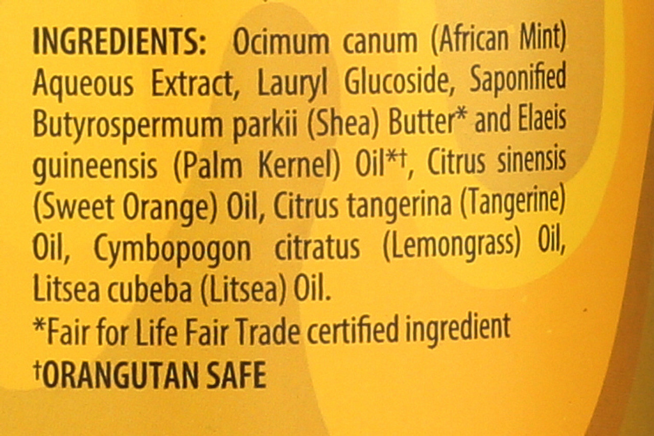 Authentic African Black Soap Tangerine Citrus Shea Butter & Lemongrass 32oz