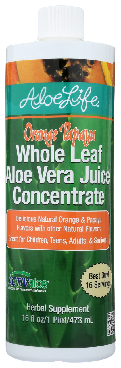 Whole Leaf Aloe Vera Juice Concentrate Orange Papaya 16oz