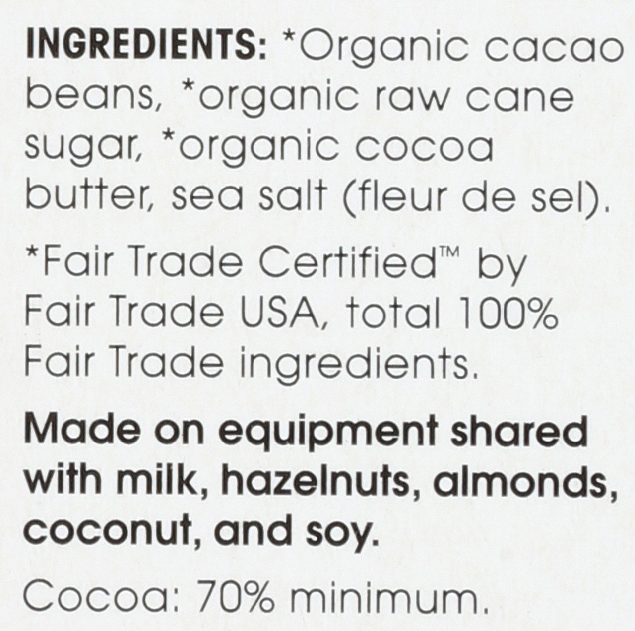 Chocolate Bar Deep Dark Sea Salt Organic, 70% Cocoa 2.82oz