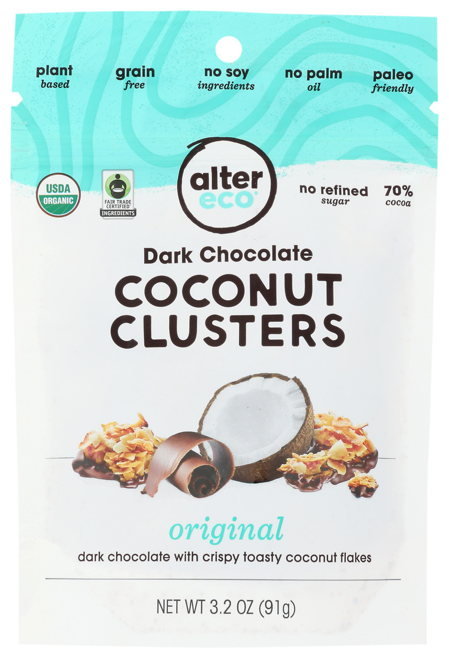 Coconut Clusters Original Organic, 70% Cocoa 3.2oz