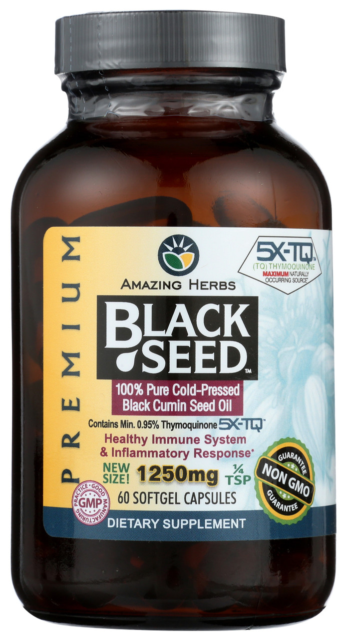 Premium Black Seed Oil 1250mg Xl 60 Ct Softgels  60 Count