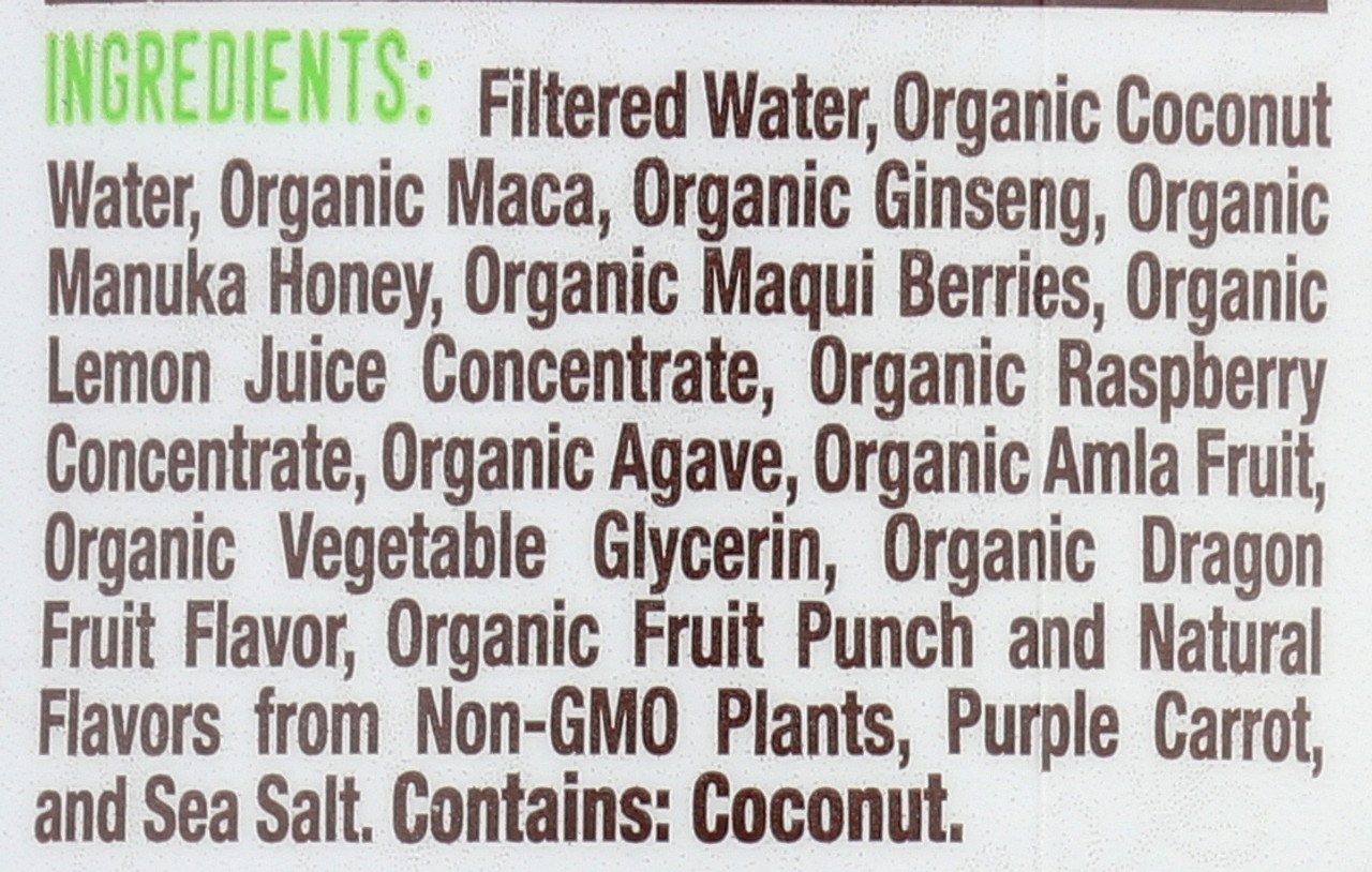 Plant-Based Electrolytes Fitness Beverage Dragon Fruit Organic Hydrate 16oz