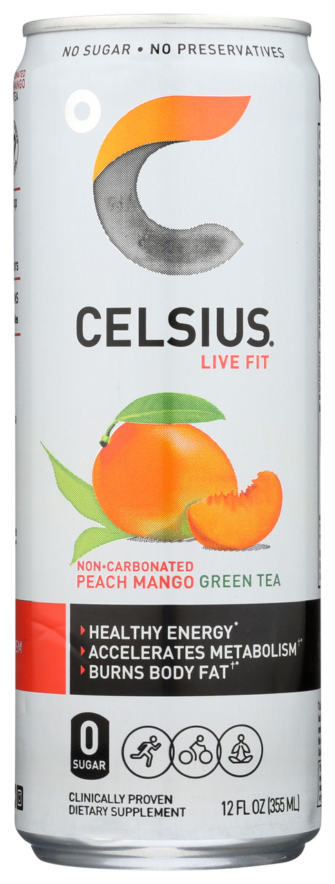 Energy Drink Peach Mango Green Tea Non-Carbonated 12oz