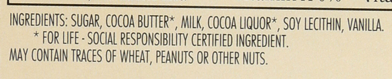 Chocolate Bar Milk Chocolate 33% Cocoa Content 3.2oz