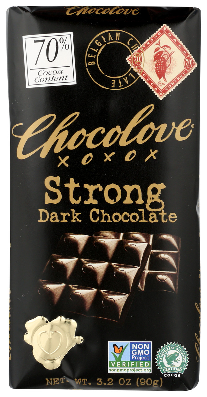 Chocolate Bar Strong Dark Chocolate 70% Cocoa Content 3.2oz