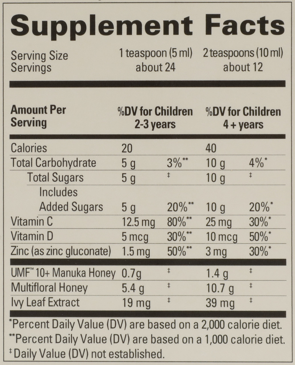 Kids Day-Time Soothing Syrup Orange Flavor With Umf 10+ Manuka Honey Soothes Dry Throat 4oz