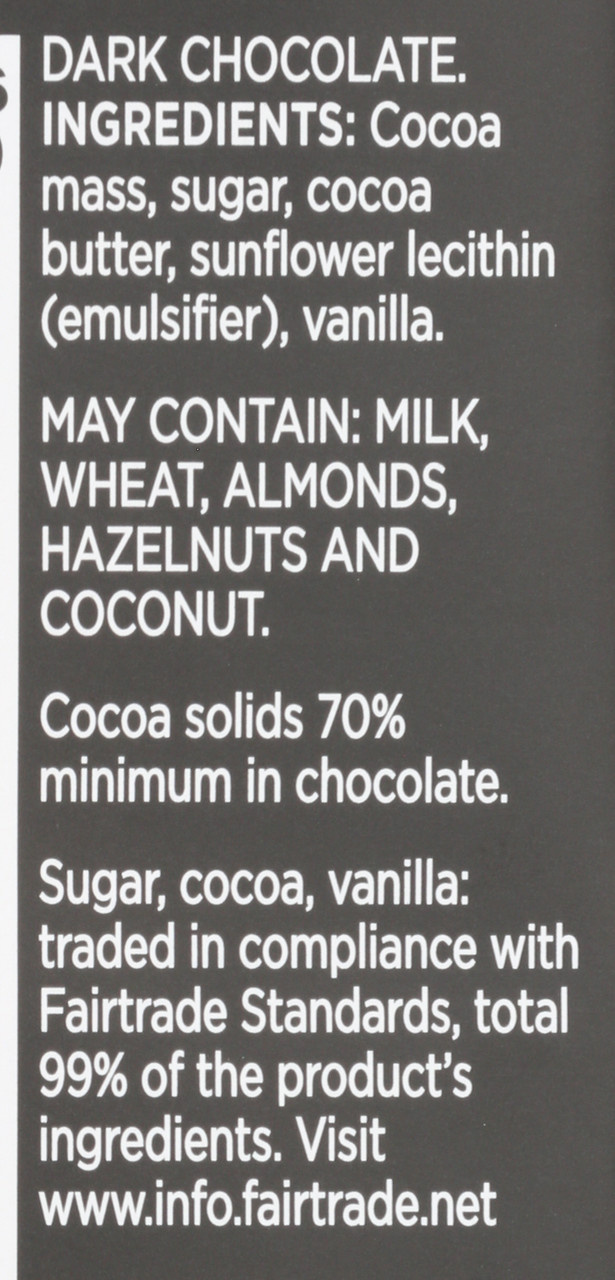 Dark Chocolate 70% Dark Chocolate 3oz