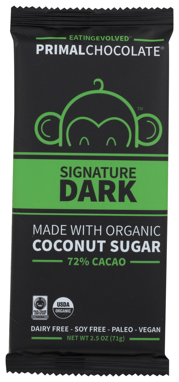 Primal Chocolate® Dark Chocolate Bar Signature Dark 72% Dark Chocolate 2.5oz