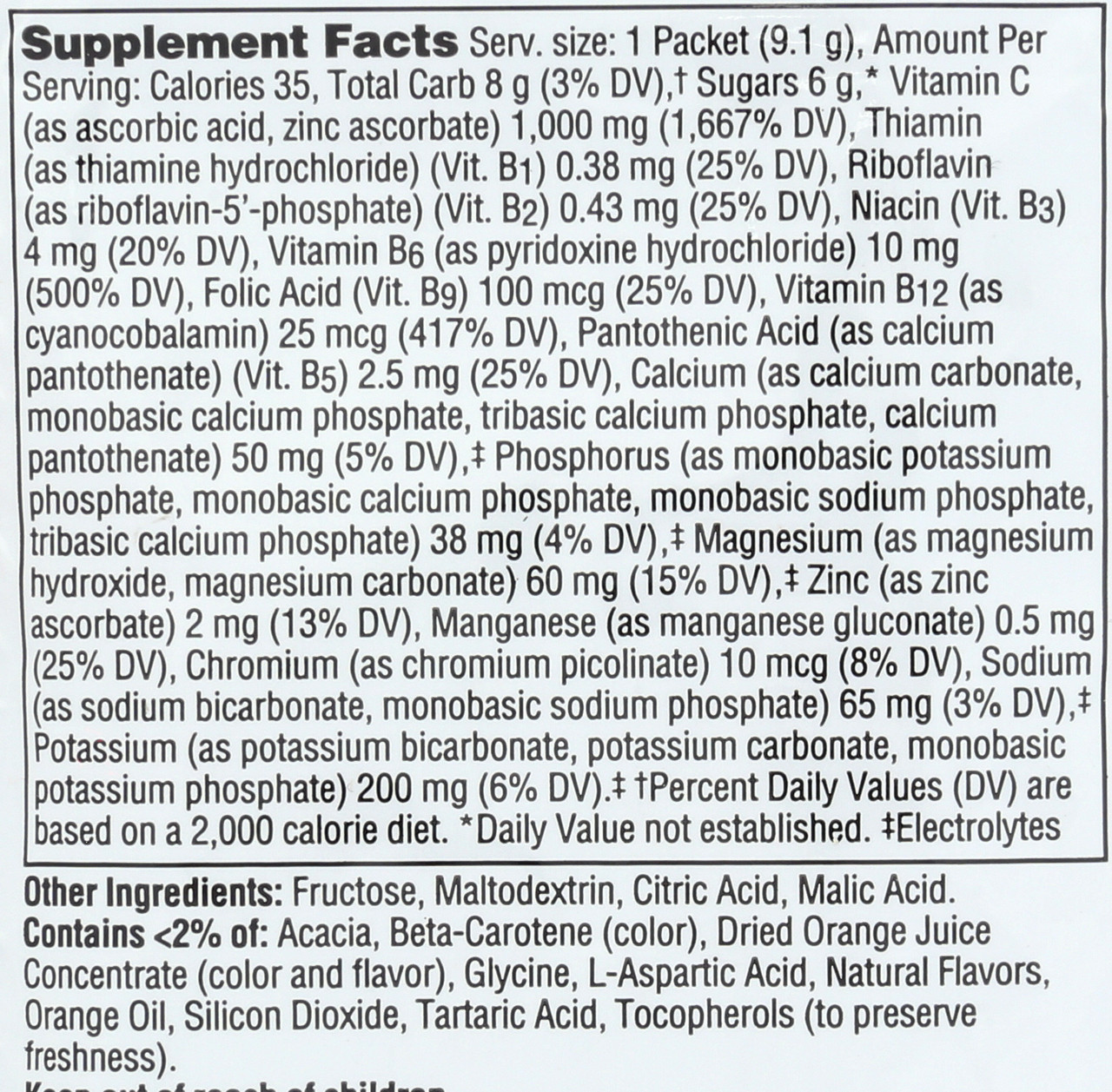 Vitamin C Super Orange 1,000 mg Vitamin C 30 Count