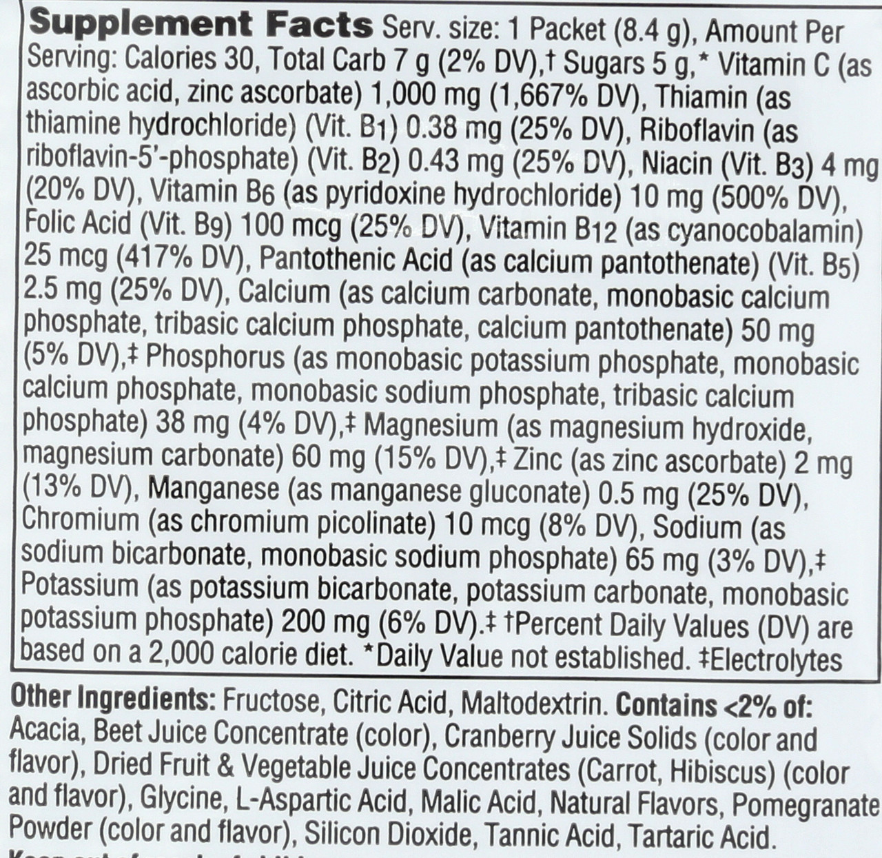 Vitamin C Cranberry Pomegranate 1,000 mg Vitamin C .3oz