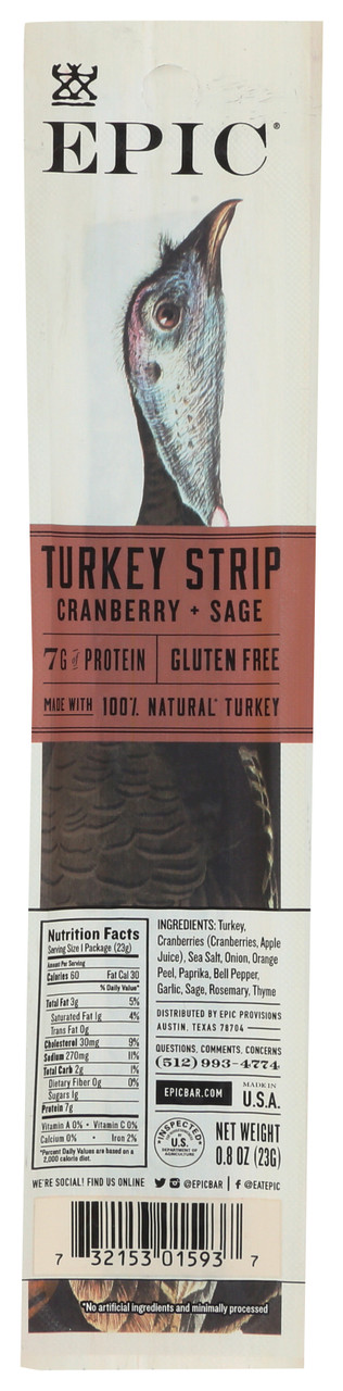 Turkey Strip Turkey, Cranberry, Sage .8oz