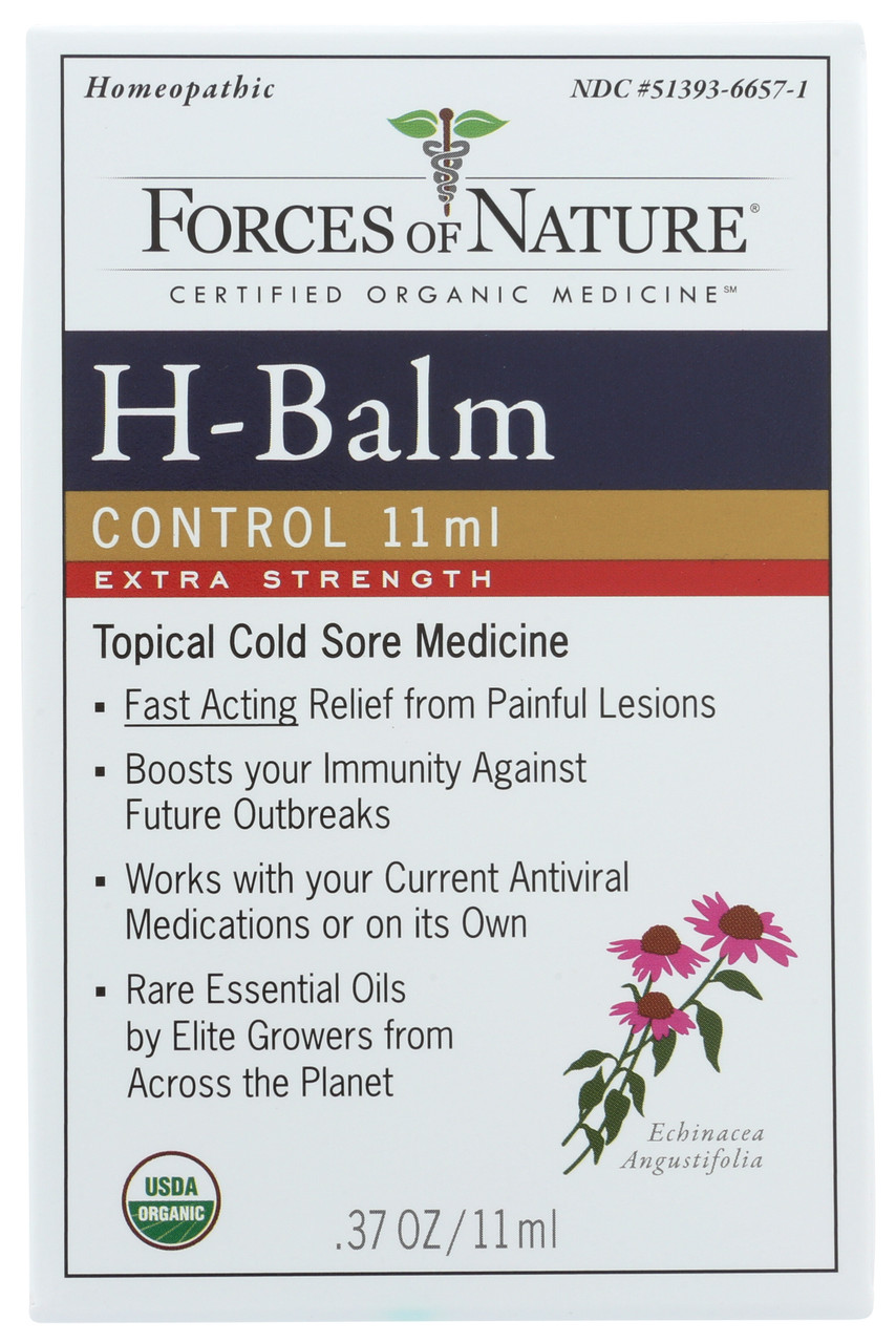 Homeopathic Natural Topical Treatment H-Balm Control Extra Strength Blend Of Essential Oils That Are Fda Registered & Usda Certified Organic .37oz
