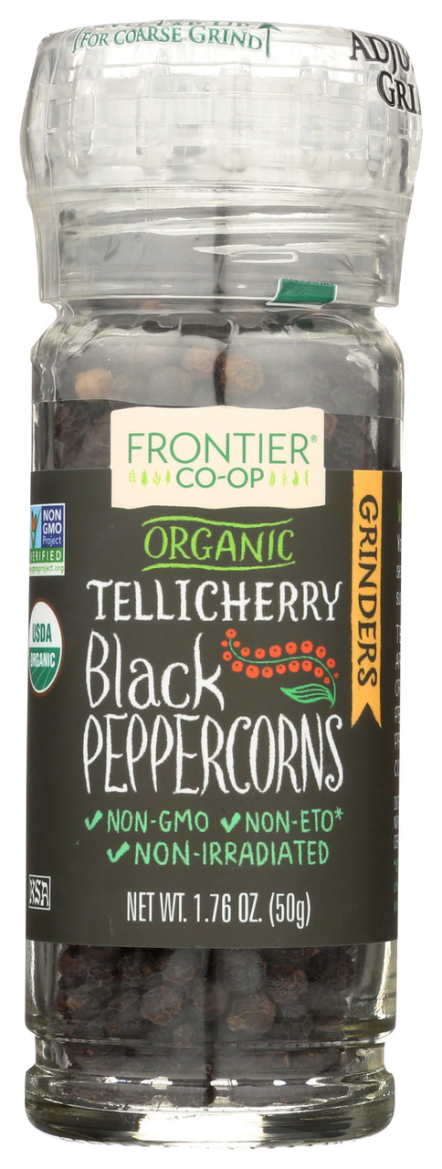 Certified Organic Black Peppercorns, Tellicherry Grinder 1.76oz