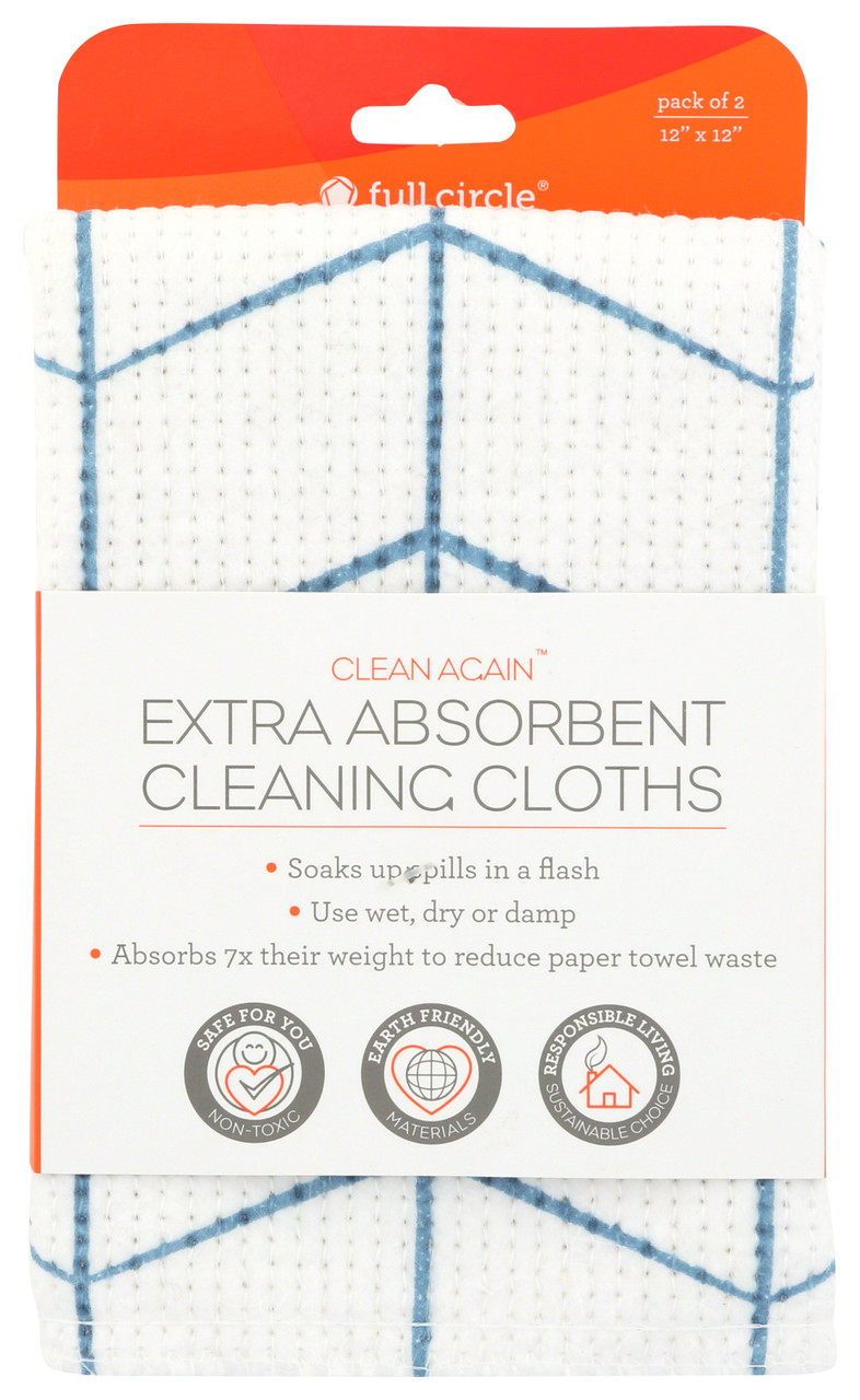 Clean Again Extra Absorbent Cleaning Cloths Pack Of 2 | 12" X 12"