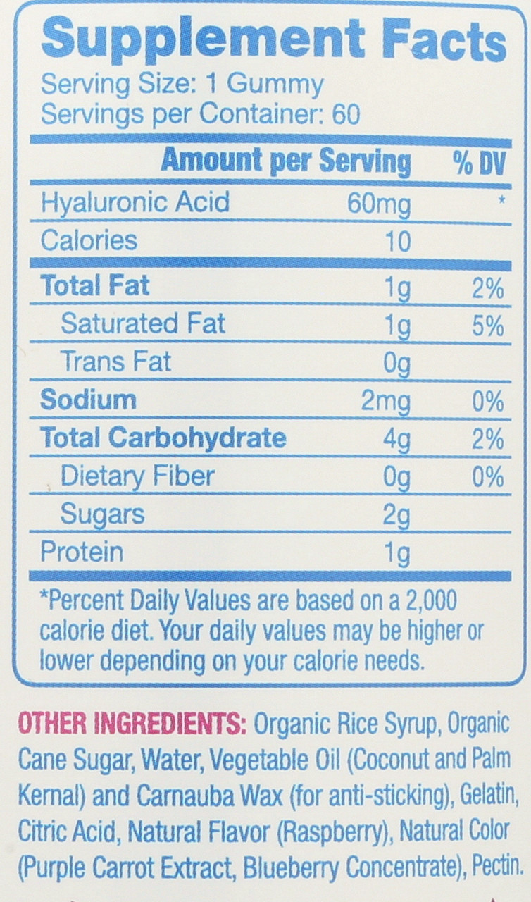 Ha Gummy 60 Day Supply High Molecular Weight Ha 60 mg Of Hyaluronic Acid 60 Count